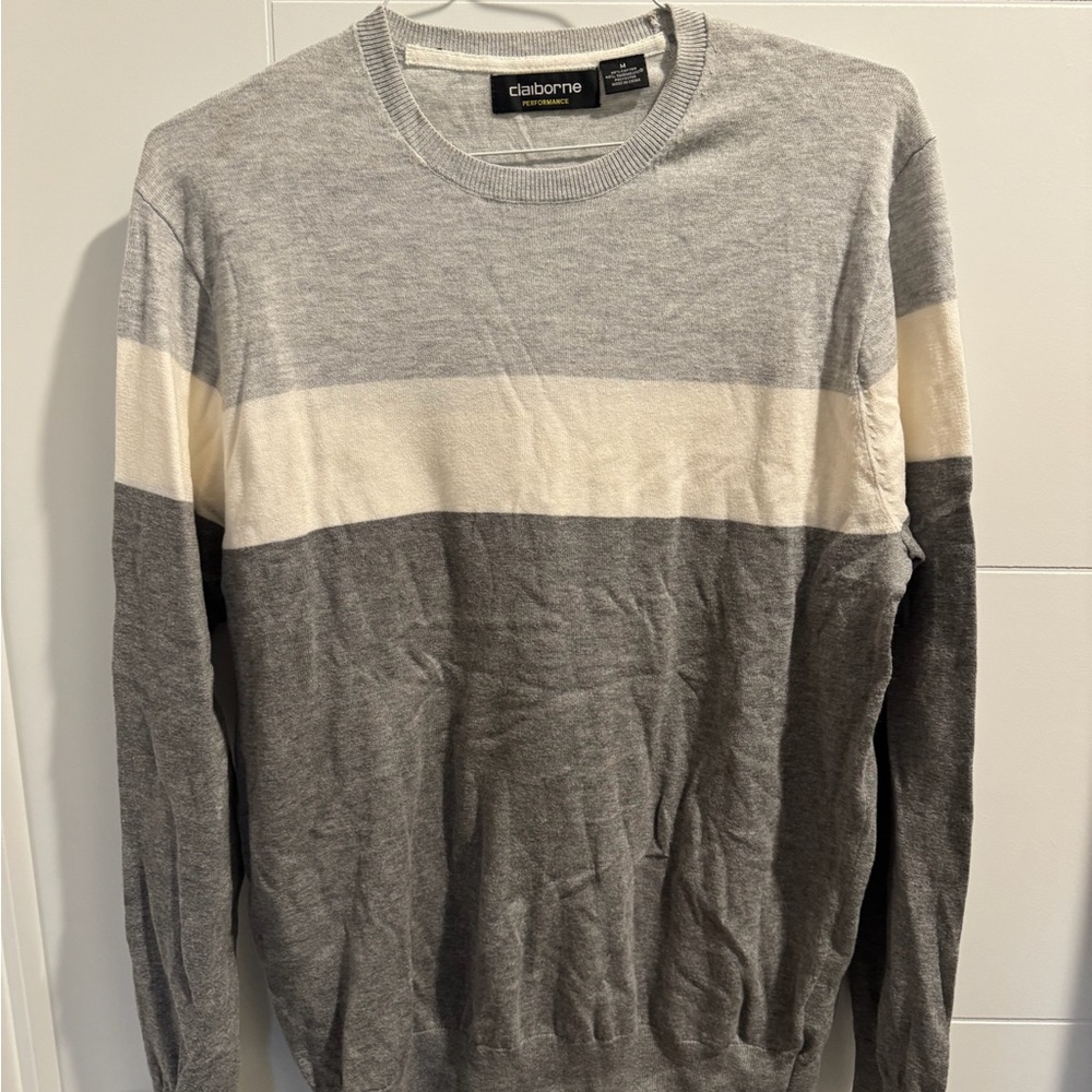 Claiborne Men's Sweater in Gray and Cream
